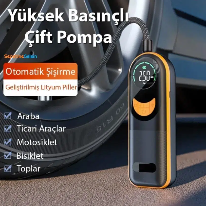 Sepetinegelsin ST-5520 Dijital Basınç Göstergeli Oto Lastik Şişirme Pompası Hava Kompresörü Sepetinegelsin ST-5520 Dijital Basınç Göstergeli Oto Lastik Şişirme Pompası Hava Kompresörü
