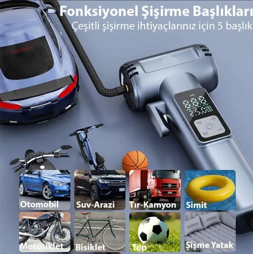 Sepetinegelsin ST-5530 Dijital Şarjlı Araç Lastik Hava Şişirme Pompası Penere Kırıcı Sepetinegelsin ST-5530 Dijital Şarjlı Araç Lastik Hava Şişirme Pompası Penere Kırıcı