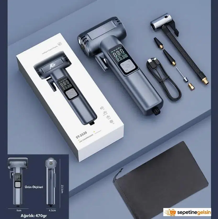 Sepetinegelsin ST-5530 Dijital Şarjlı Araç Lastik Hava Şişirme Pompası Penere Kırıcı Sepetinegelsin ST-5530 Dijital Şarjlı Araç Lastik Hava Şişirme Pompası Penere Kırıcı