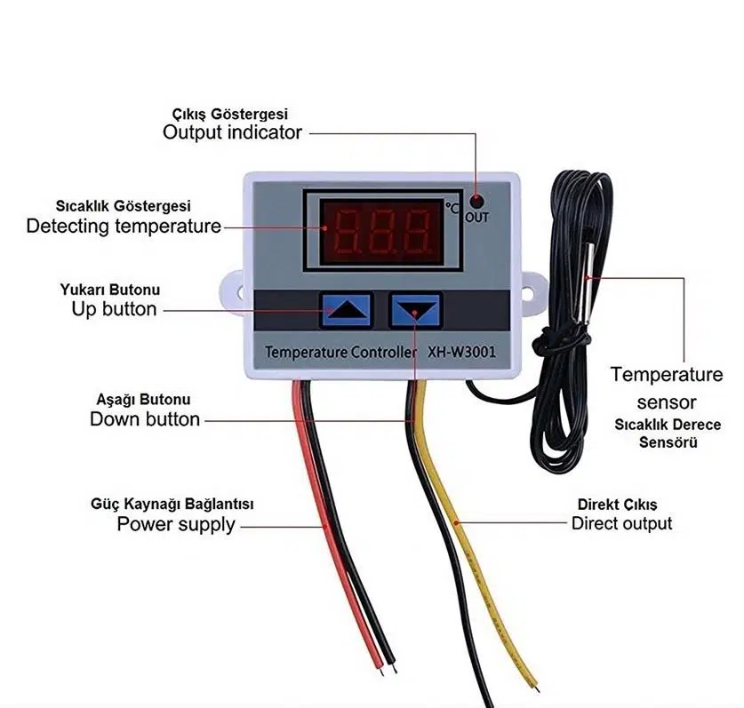 Zhltools XH-W3001 220V AC Dijital Termostat Akvaryum Kuluçka Modülü Zhltools XH-W3001 220V AC Dijital Termostat Akvaryum Kuluçka Modülü