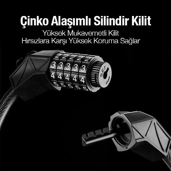 Zhltools Güvenli 5 Haneli Taşınabilir Paslanmaz Çelik Bisiklet Kilidi Zhltools Güvenli 5 Haneli Taşınabilir Paslanmaz Çelik Bisiklet Kilidi