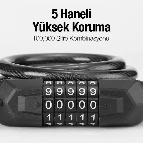 Zhltools Güvenli 5 Haneli Taşınabilir Paslanmaz Çelik Bisiklet Kilidi Zhltools Güvenli 5 Haneli Taşınabilir Paslanmaz Çelik Bisiklet Kilidi