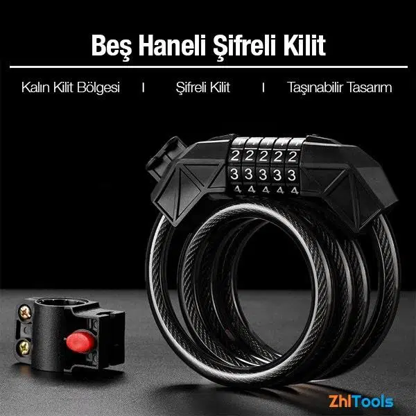 Zhltools Güvenli 5 Haneli Taşınabilir Paslanmaz Çelik Bisiklet Kilidi Zhltools Güvenli 5 Haneli Taşınabilir Paslanmaz Çelik Bisiklet Kilidi