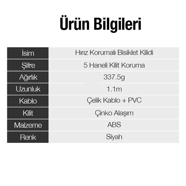 Zhltools Güvenli 5 Haneli Taşınabilir Paslanmaz Çelik Bisiklet Kilidi Zhltools Güvenli 5 Haneli Taşınabilir Paslanmaz Çelik Bisiklet Kilidi